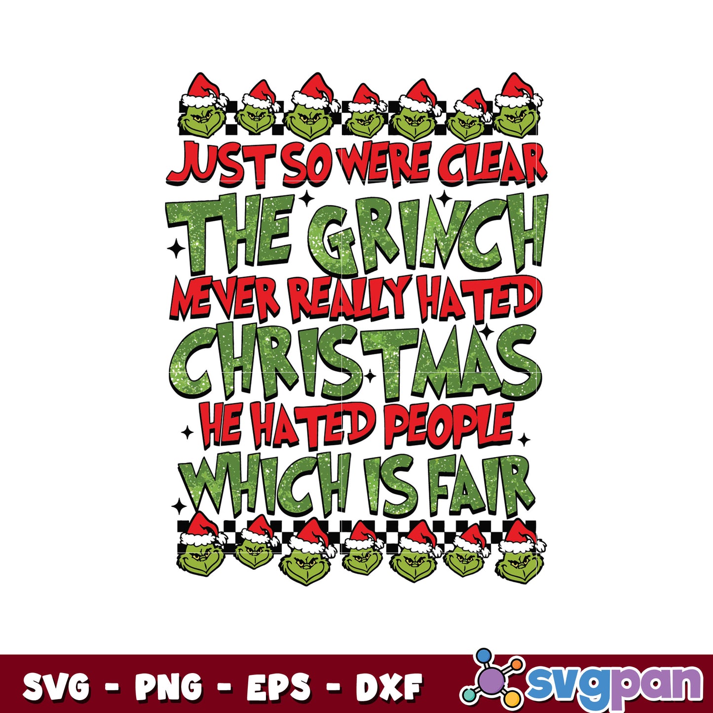 Grinch face quotes christmas design svg