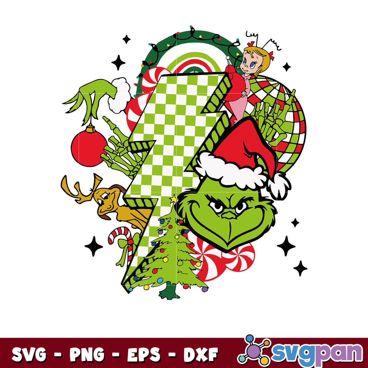 Grinch friends lightning bolt svg