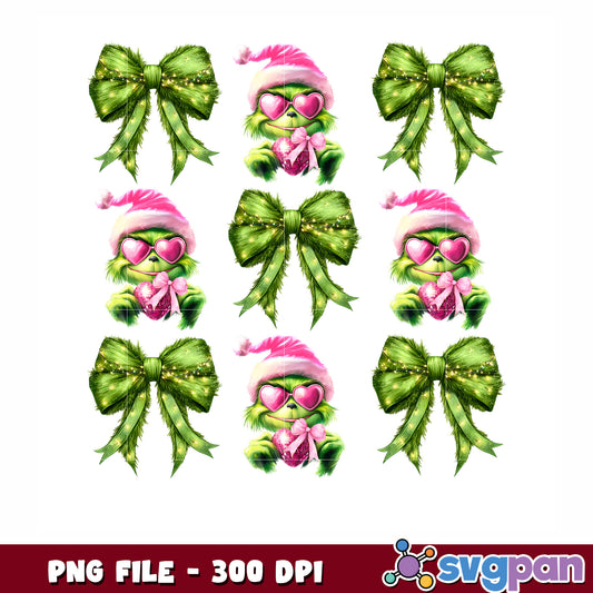 Grinch green bow png, christmas grinch png, grinch bow png