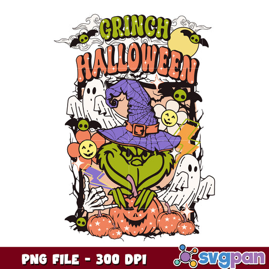 Grinch halloween design png, halloween candy png, trick or treat png