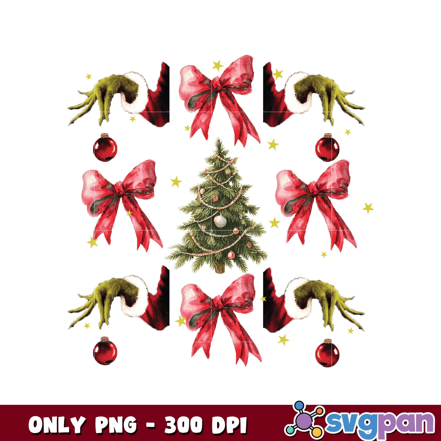 Grinch hands and bow tia chistmas png