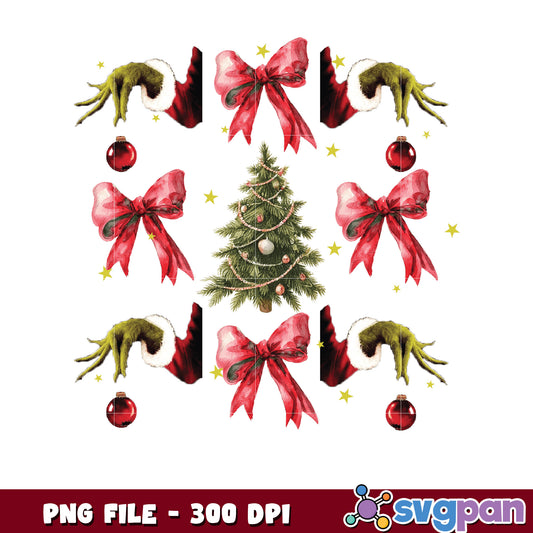 Grinch hand with christmas tree png, baby grinch​ png, grinch face​ png