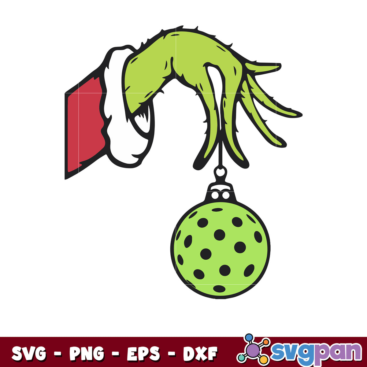 Grinch hand with ornament​ christmas svg