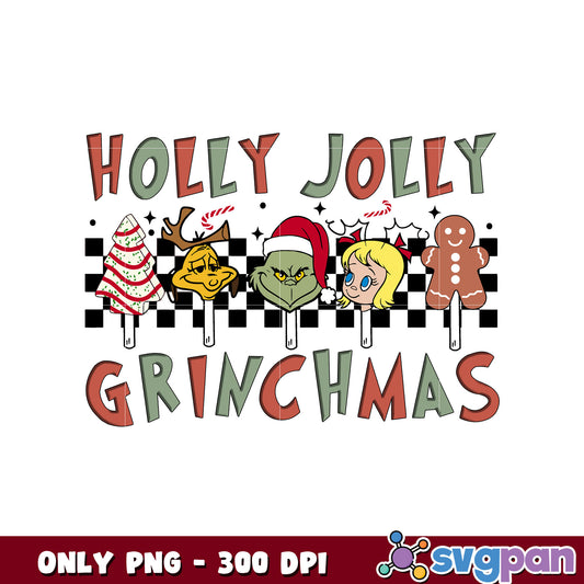 Grinch head holly jolly christmas png