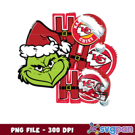 Grinch head kansas city chiefs logo png, ginch nfl png, super bowl 2025 png