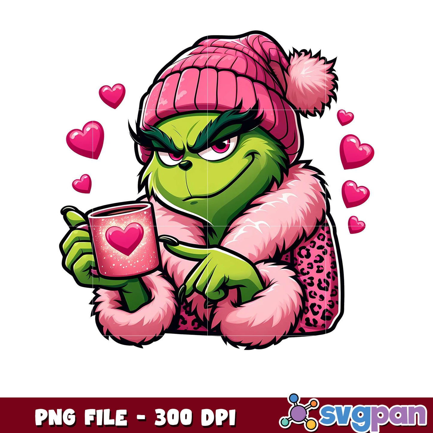 Grinch holding a mug, whimsical gift for the holidays