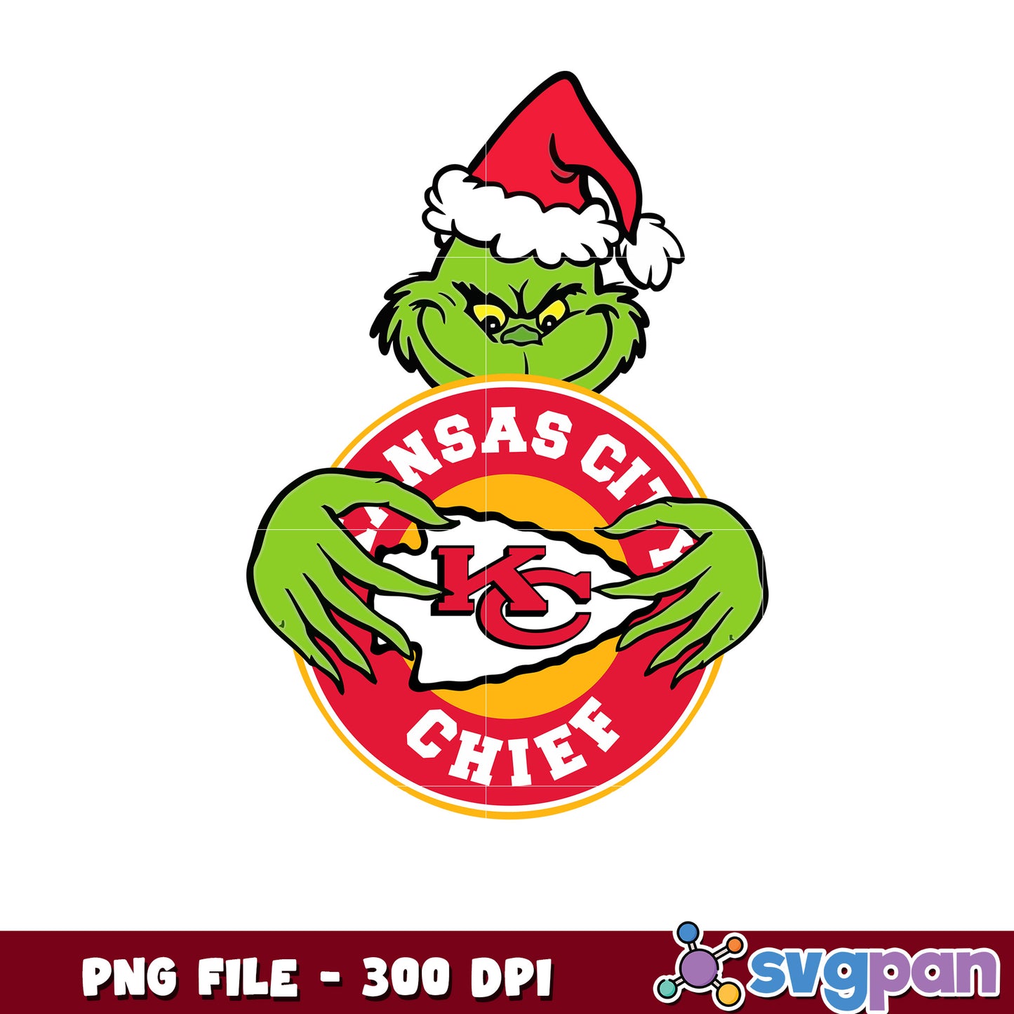 Grinch hug kansas city chiefs logo png, ginch nfl png, super bowl 2025 png
