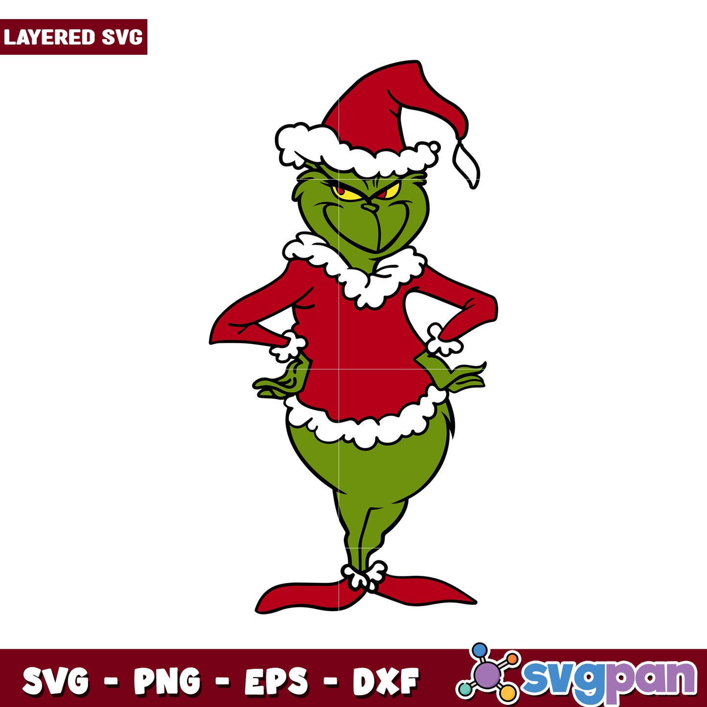 Grinch in Santa Suit, layered SVG for Christmas crafts and designs