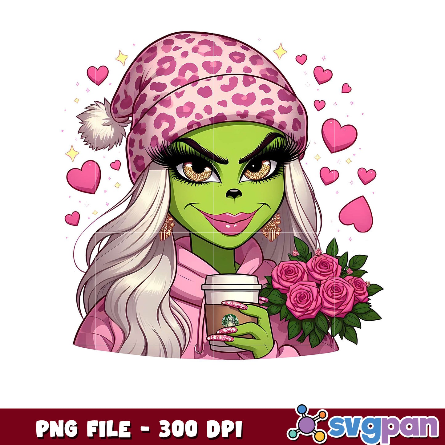 Grinch inspired girl design, perfect for fun occasions
