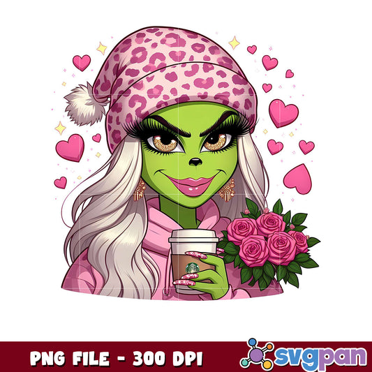 Grinch inspired girl design, perfect for fun occasions