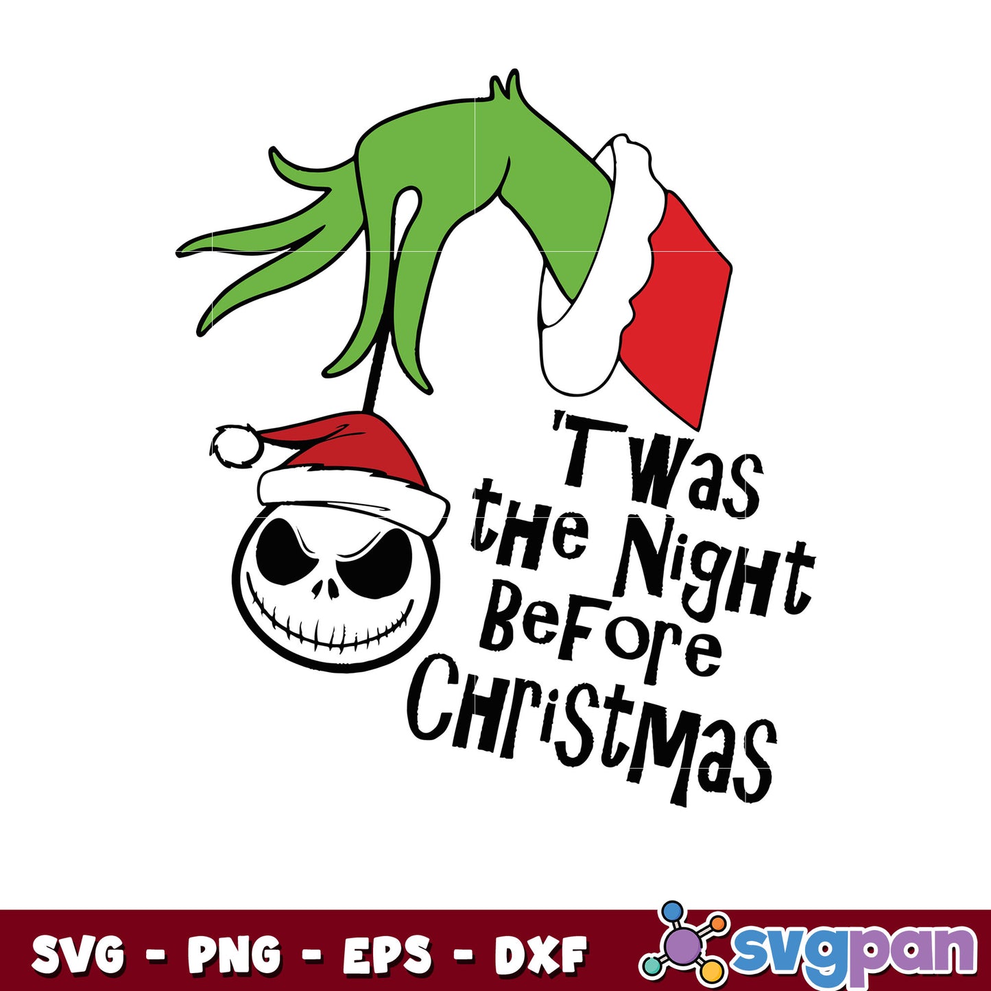 Grinch jack skellington twas the night before svg