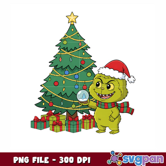 Grinch labubu and tree png, christmnas bell png, christmas songs png
