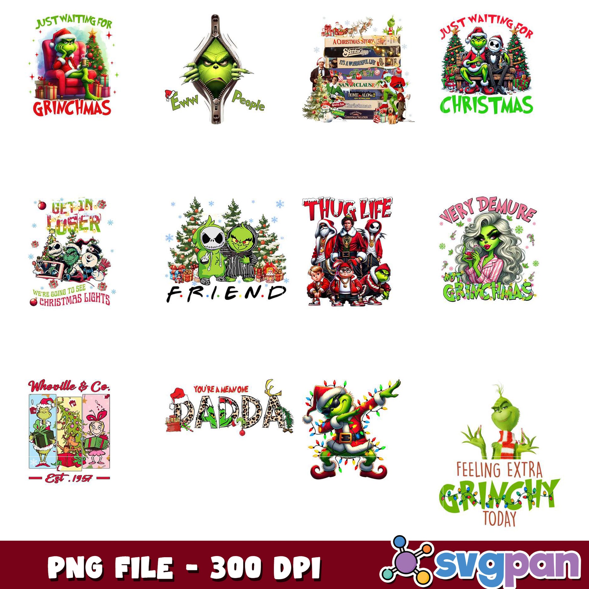 Grinchmas PNG Bundle 10 Christmas Designs