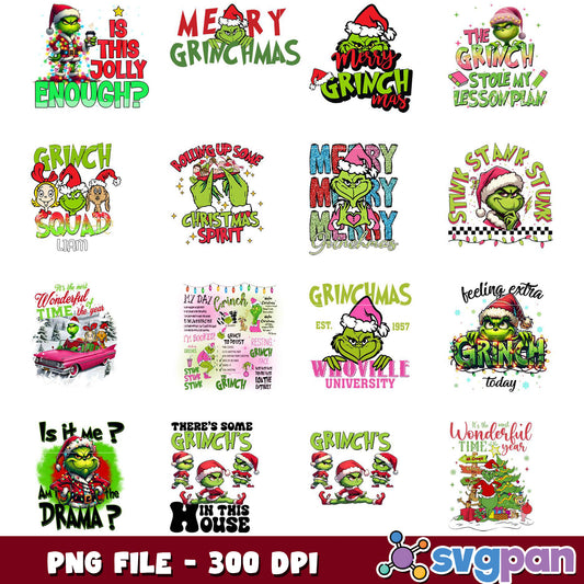 Grinchmas PNG Bundle 12 Cute Designs
