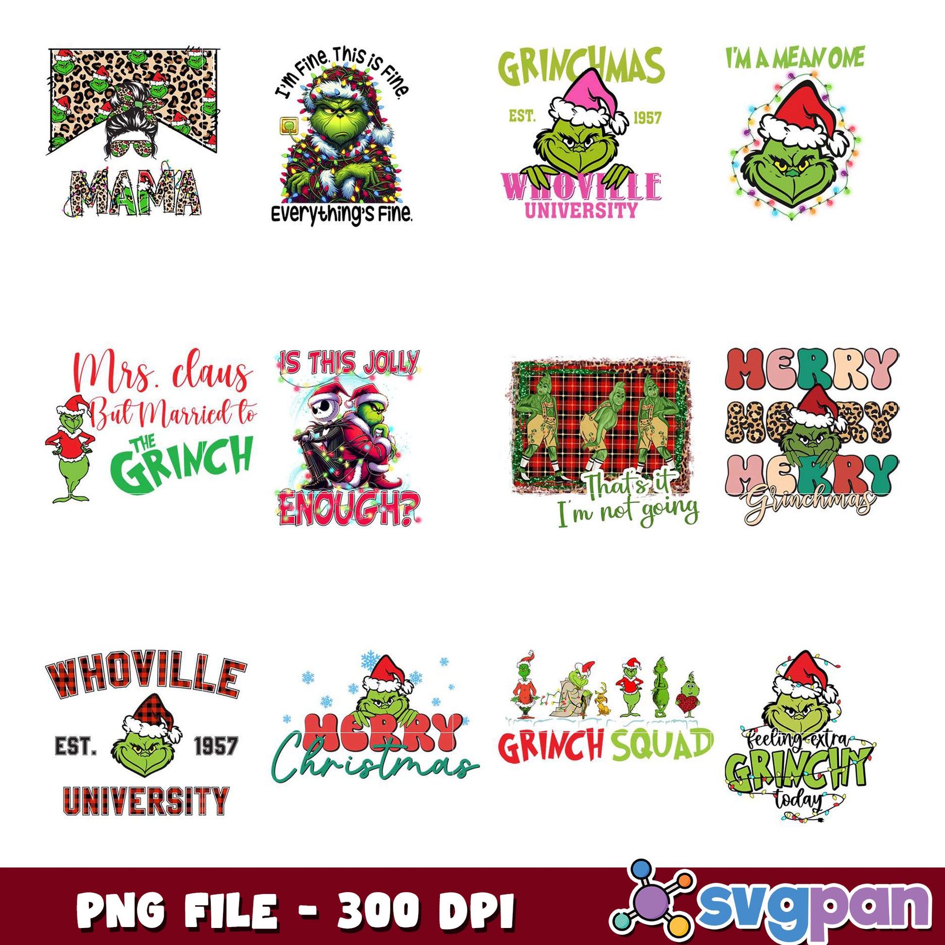 Grinchmas PNG Bundle 300 DPI Designs