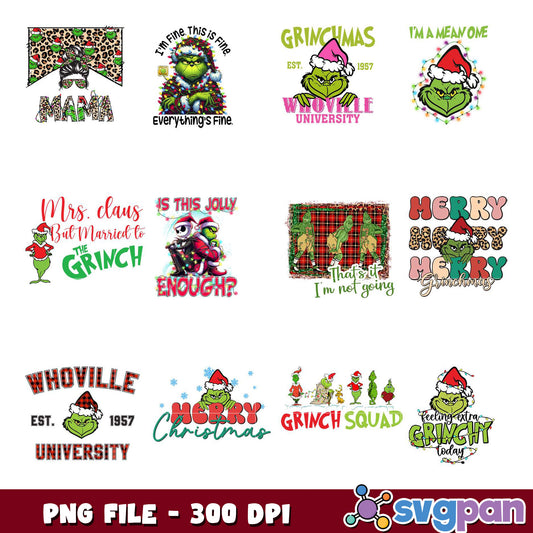 Grinchmas PNG Bundle 300 DPI Designs