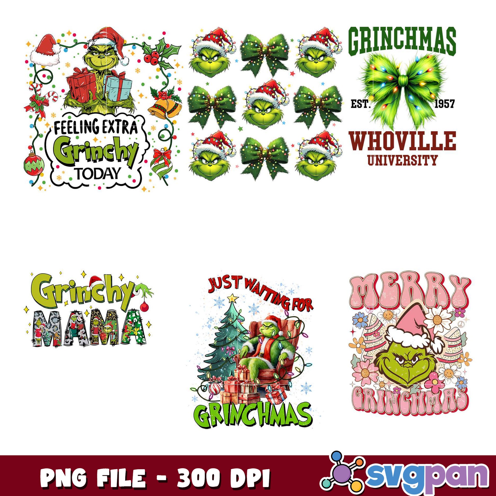 Grinchmas PNG Bundle 5 Designs, 300 DPI