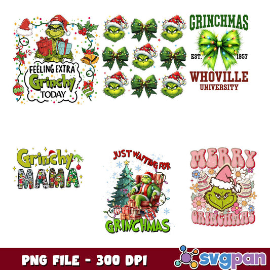 Grinchmas PNG Bundle 5 Designs, 300 DPI