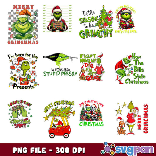 Grinchmas PNG Bundle 9 Christmas Designs