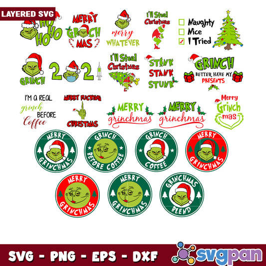 Grinchmas SVG Bundle 20+ Layered Designs