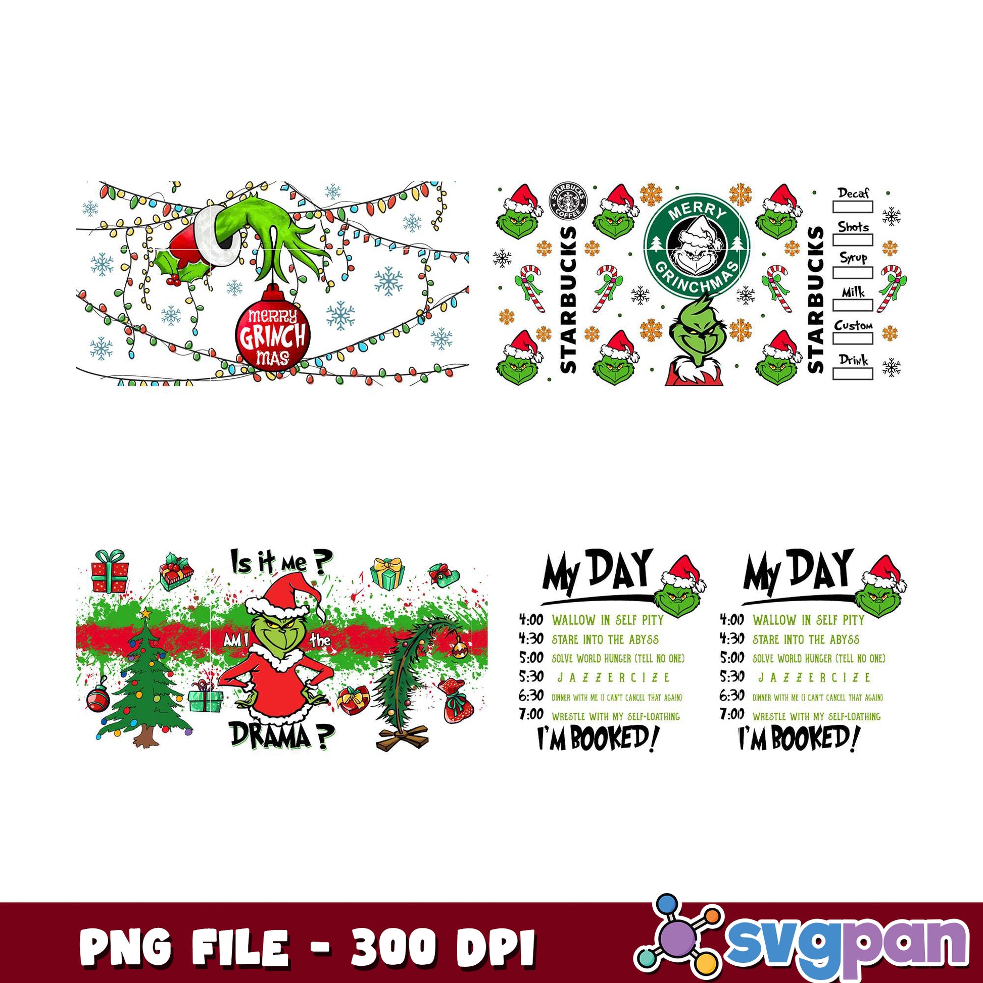 Grinchmas Starbucks PNG Bundle 300 DPI
