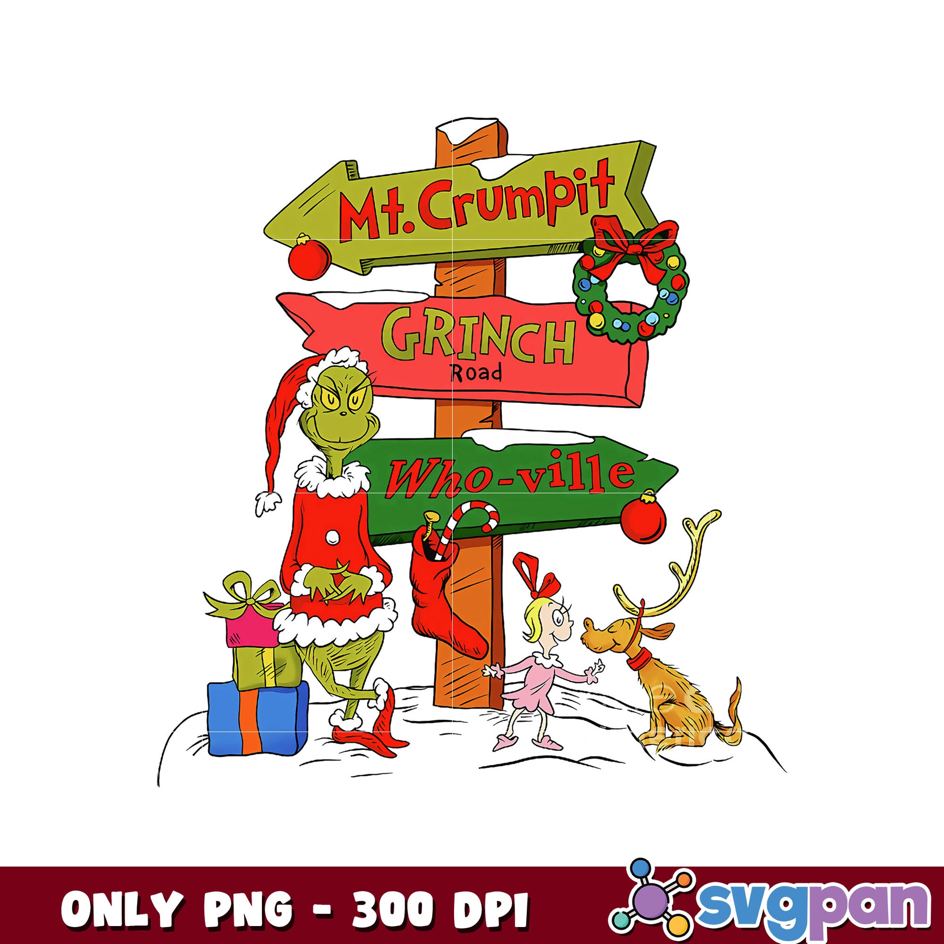 Grinch road christmas design png