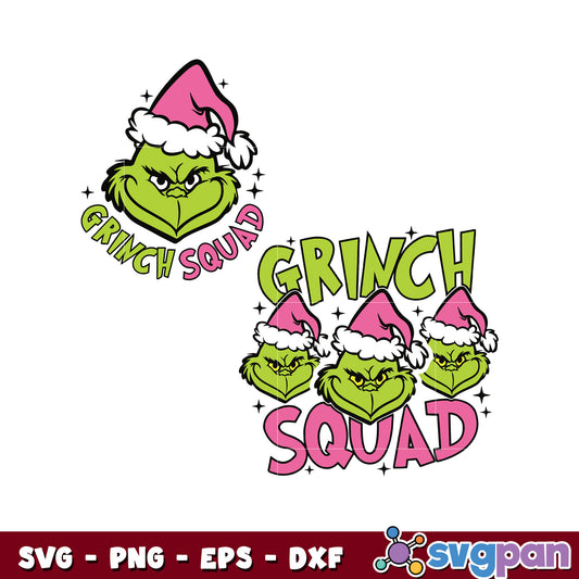 Grinch squad christmas pink svg