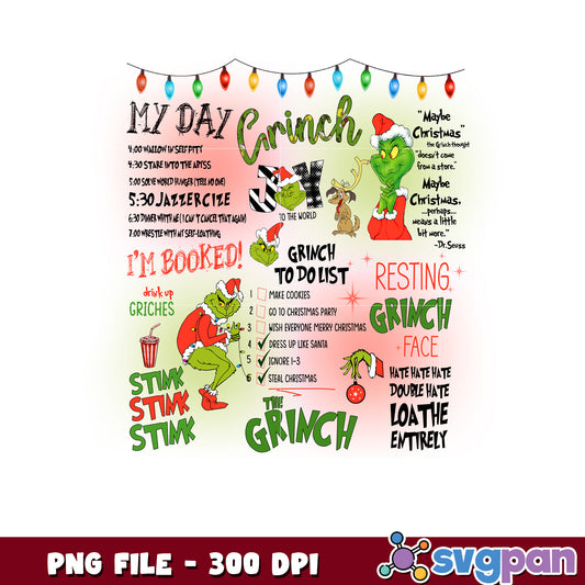 Grinch todo list png, blue grinch png, grinch cartoon​ ​png