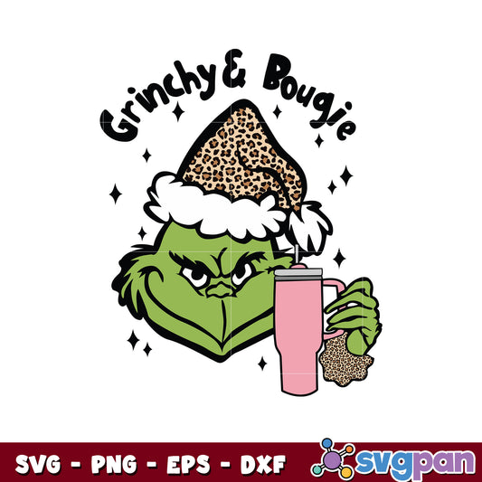 Grinchy and bougie christmas leopard svg