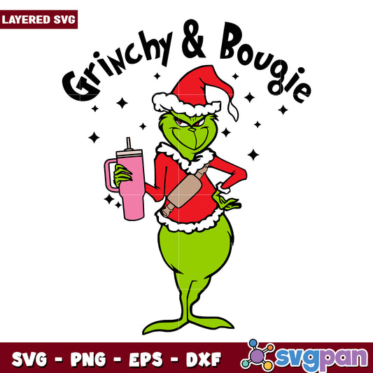 Grinchy and bougie svg, christmas svg, grinch cartoon svg