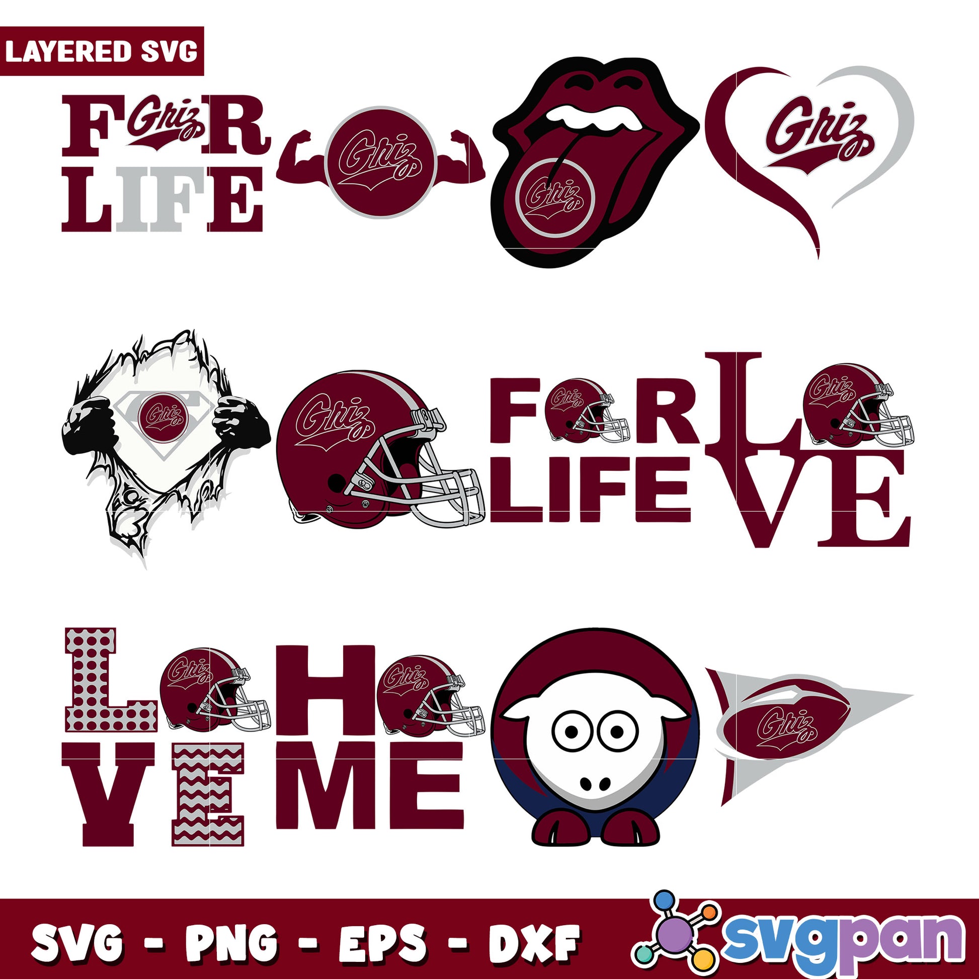 Griz For Life SVG Bundle Layered Designs