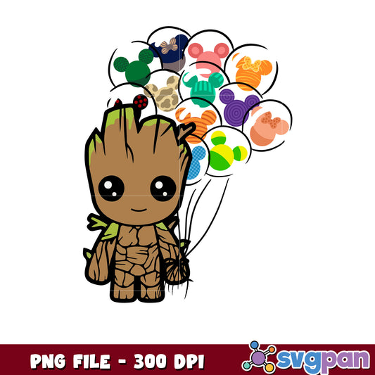Groot with Disney Balloons PNG