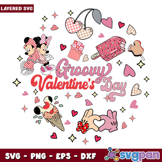 Groovy Valentine svg, Disney characters svg, Digital Download