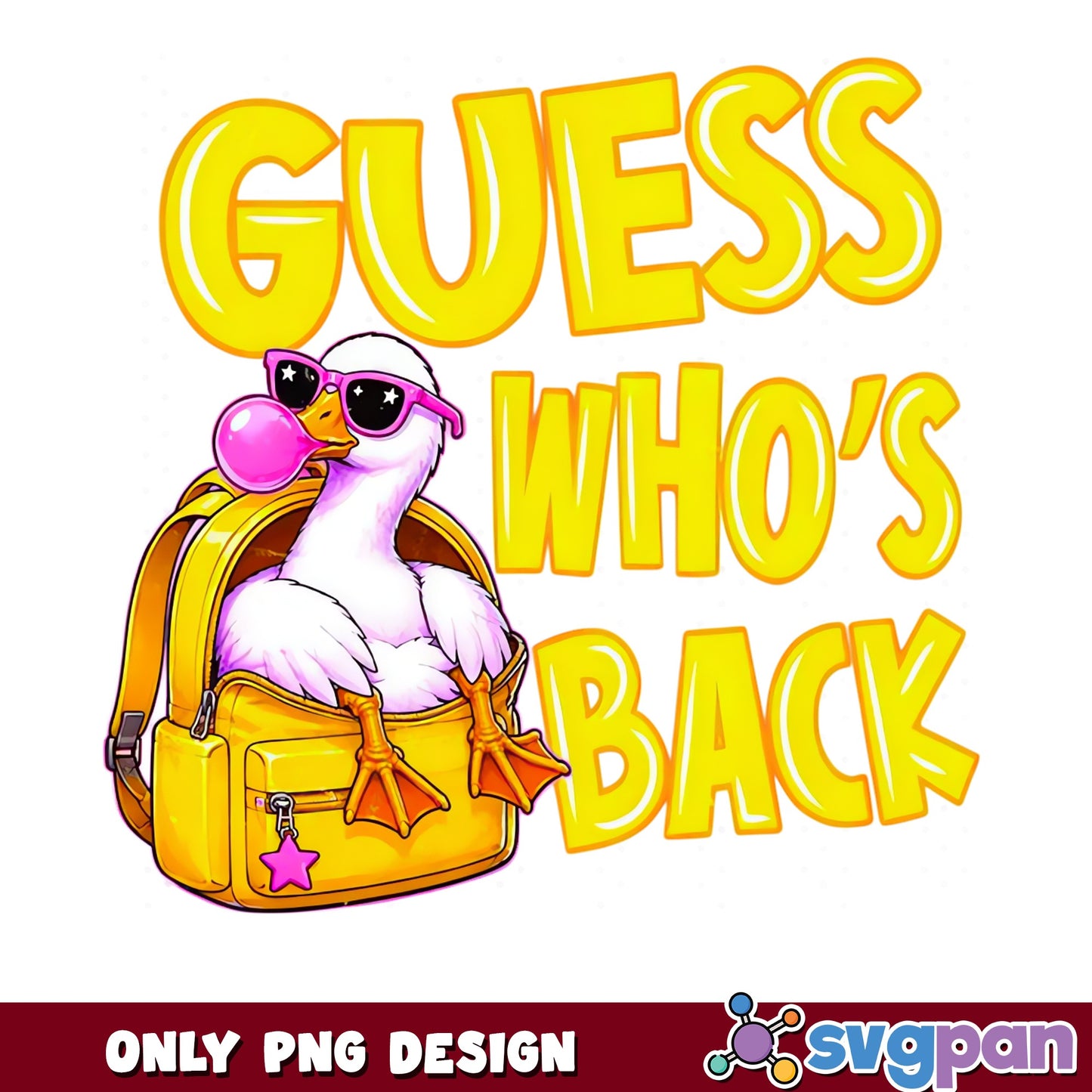 Guess Whos Back Duck PNG, Back To School PNG, Funny Duck PNG