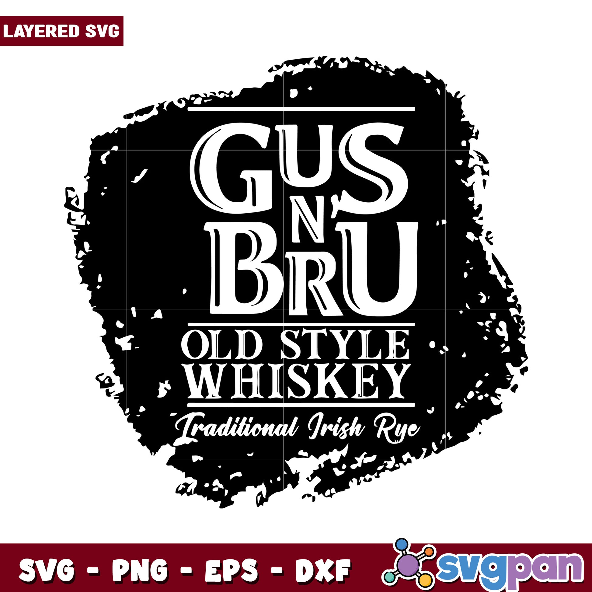 Gus N Bru Old Style Whiskey SVG Design, Traditional Irish Rye Art
