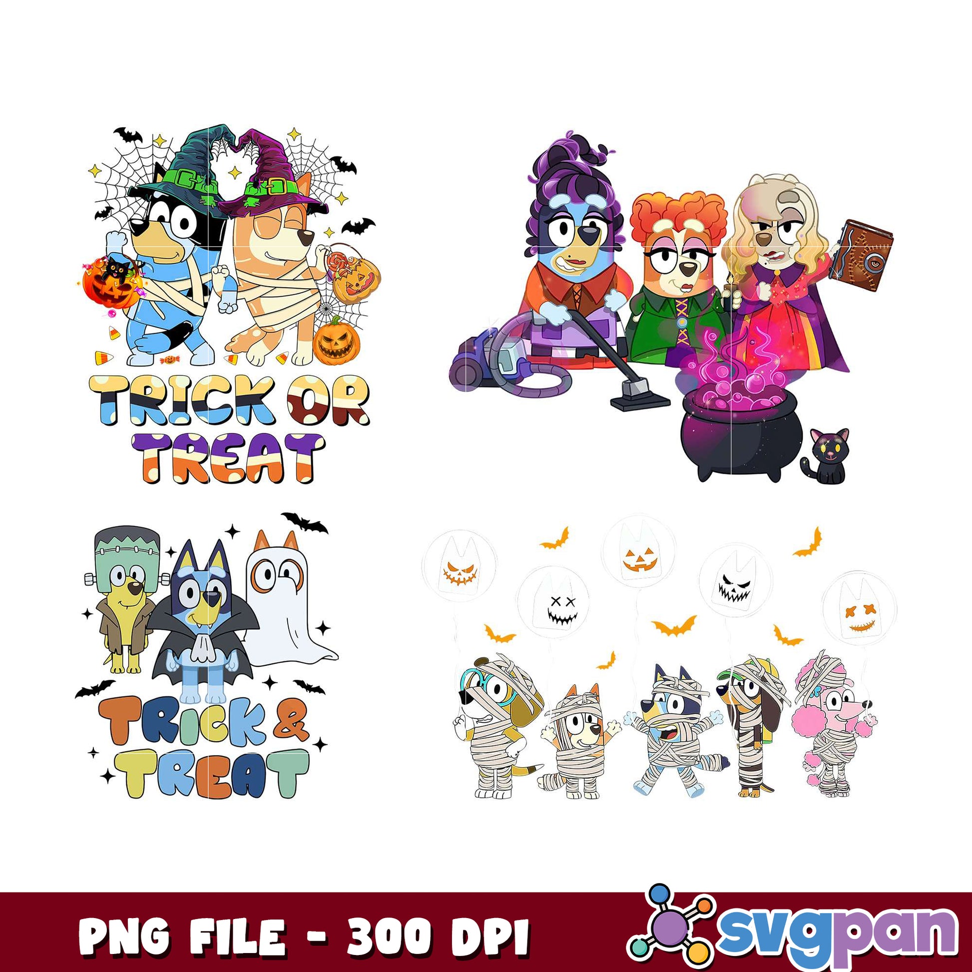 Halloween Bluey Trick or Treat PNG Bundle