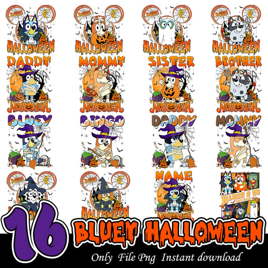 Halloween Bundle PNG Bluey Characters for Instant Download
