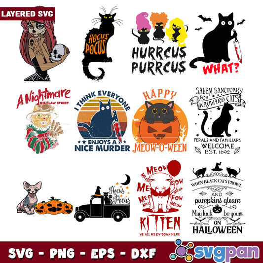 Halloween Cat SVG Bundle 10 Spooky Designs