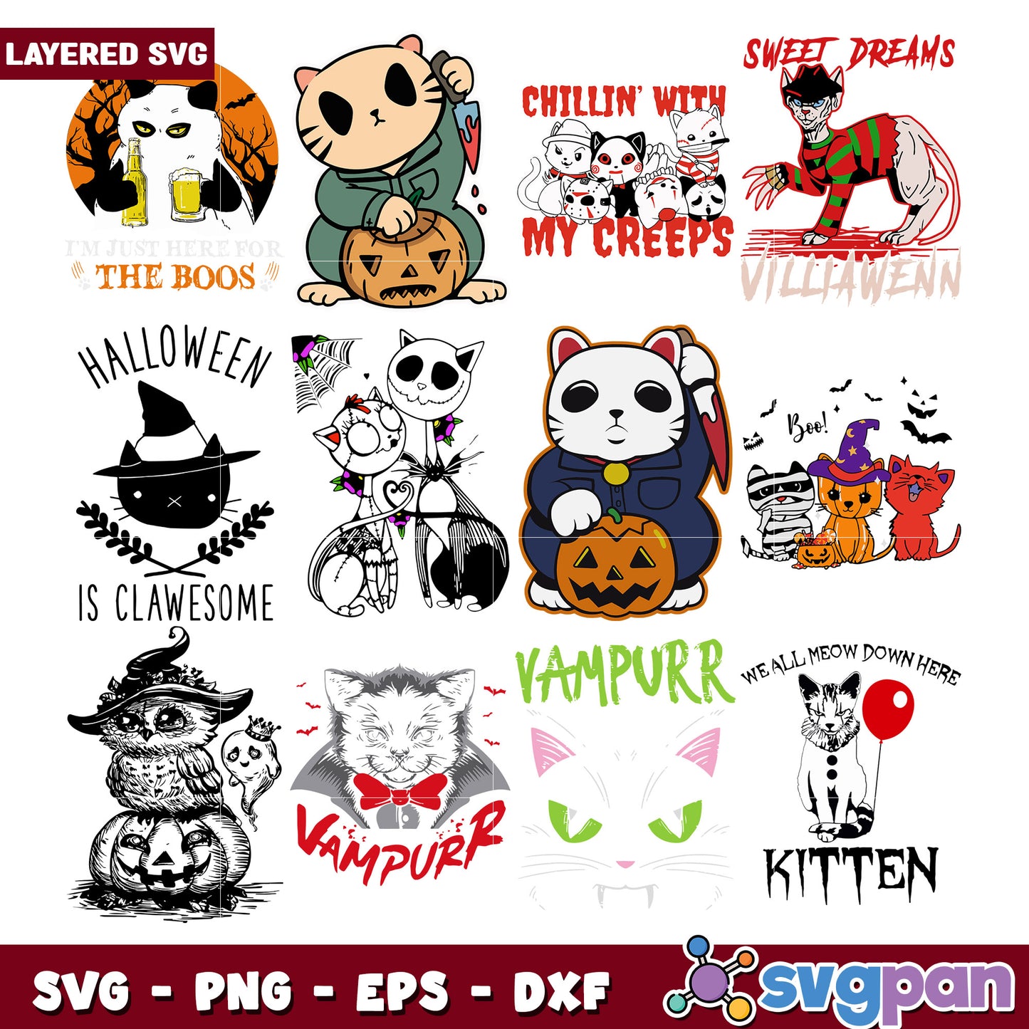 Halloween Cat SVG Bundle Spooky Cute Designs