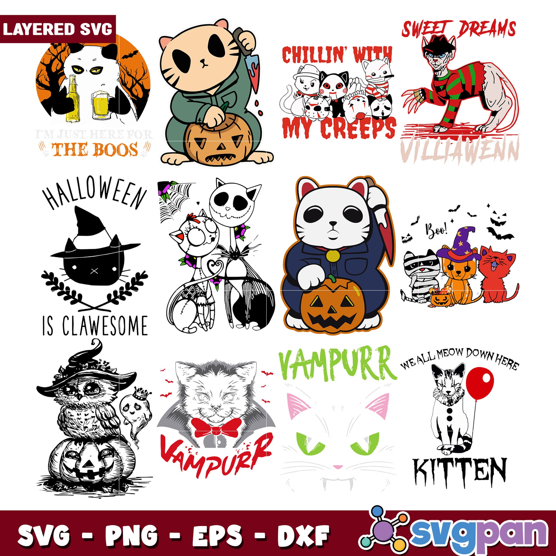 Halloween Cat SVG Bundle Spooky Cute Designs