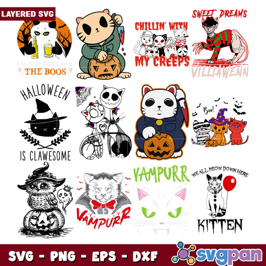 Halloween Cat SVG Bundle Spooky Cute Designs
