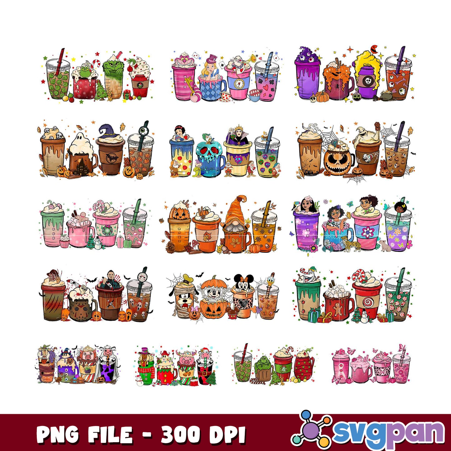 Halloween Christmas Drinks PNG Bundle
