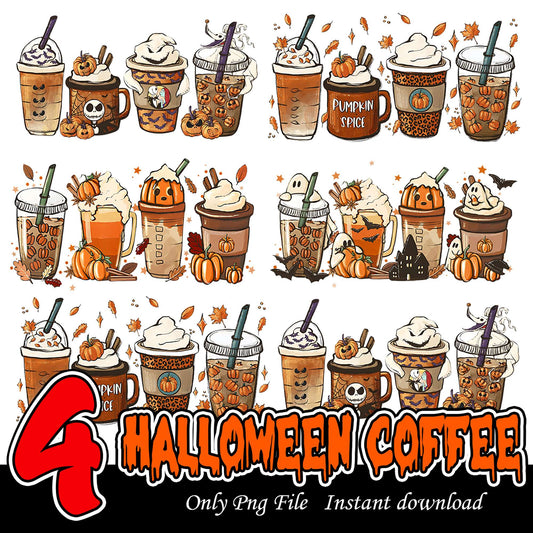 Halloween Coffee PNG Bundle Instant Download