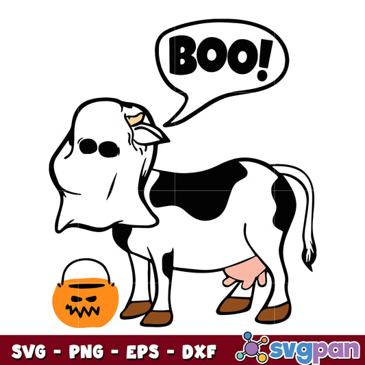 Halloween Cow Ghost Costume Cute Boo svg