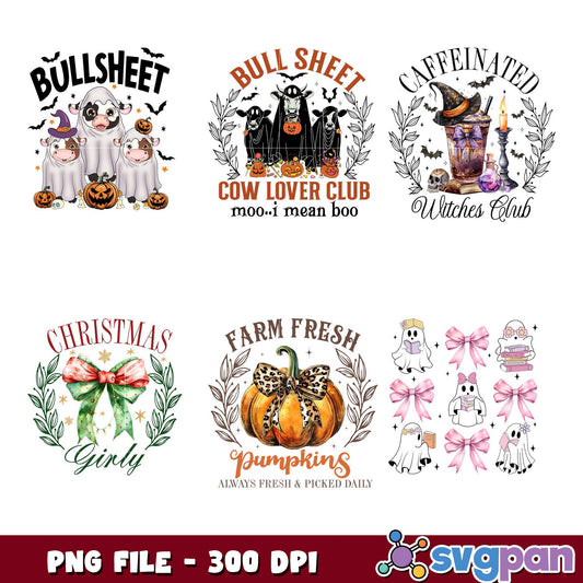Halloween Cow & Pumpkin PNG Bundle 300 DPI