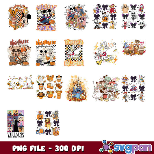 Halloween Disney Bundle PNG Designs for Projects