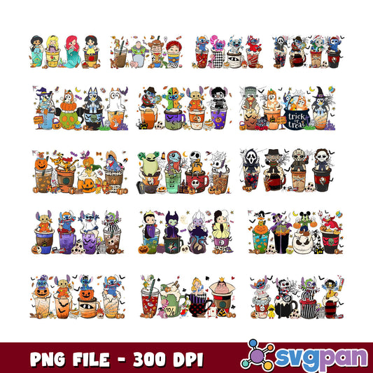 Halloween Disney Characters PNG Bundle