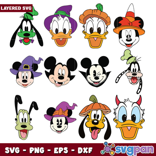 Halloween Disney Faces SVG Bundle