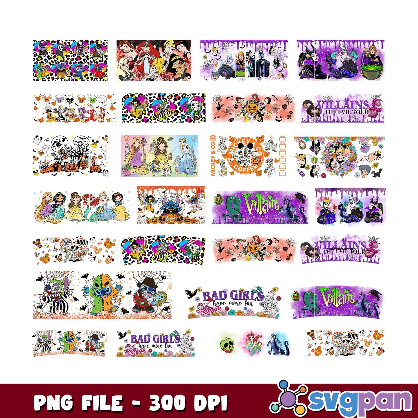 Halloween Disney Princess PNG Bundle