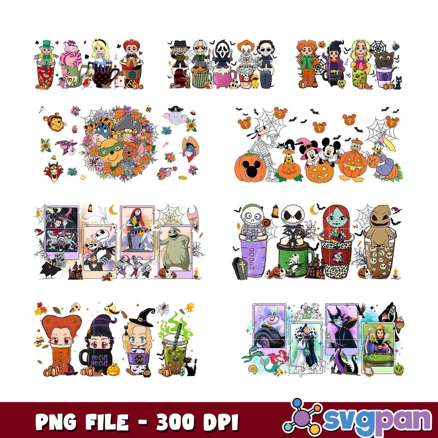 Halloween Disney & Movie Character PNG Bundle